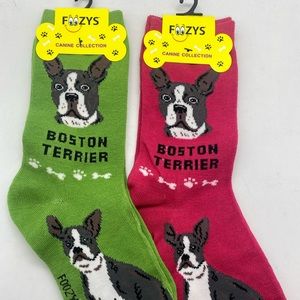 Foozys Womens Boston terrier crew socks 2 pairs